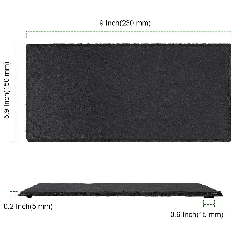 Pingeui 8 Pcs 9 X 6 Inches Black Slate Cheese Board  Rectangular Slate Stone Serving Plates With Natural Edge  Modern Slate Cheese Platter Tray Cutting Board For Cheese  Appetizer  Sushi  Charcuterie - Image 2