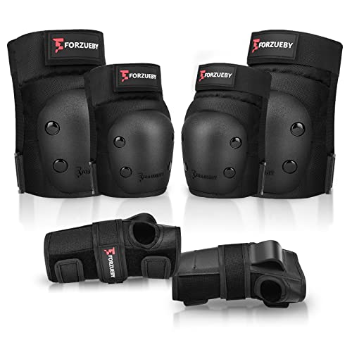 Forzueby AdultKids Knee Pads Elbow Pads Wrist Guards 6 in 1 Protective Gear Set for Inline Roller Skating Skateboarding Scooter BMX etc - Image 1
