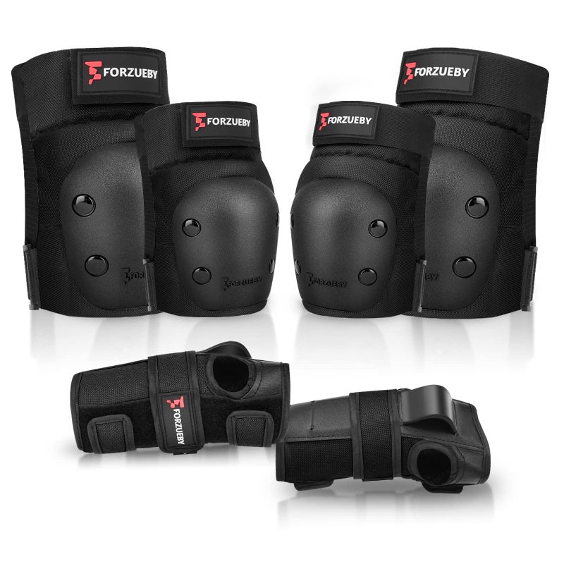 Forzueby AdultKids Knee Pads Elbow Pads Wrist Guards 6 in 1 Protective Gear Set for Inline Roller Skating Skateboarding Scooter BMX etc - Image 2