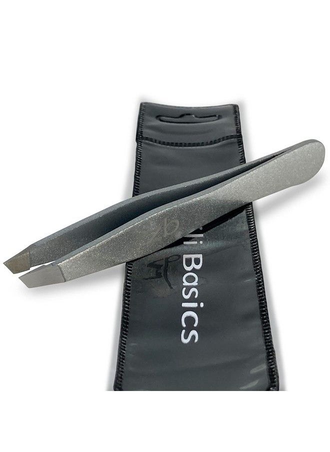 Zizzili Basics - Tweezers Surgical Grade Stainless Steel Slant Tip For Expert Eyebrow Shaping And Facial Hair Removal With Bonus Protective Pouch Best Tweezer For Men And Women - Image 1