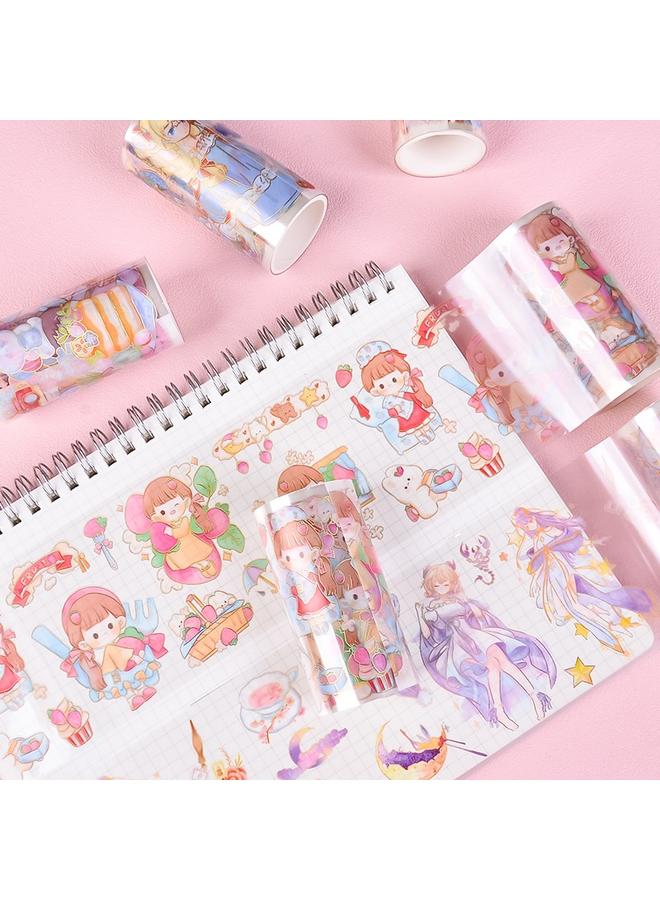 Bluejw And Paper Tape Bronzing Hand Account Sticker Suit PET Cartoon Character Hand Account Material Gift Bag Hand Account Transparent Tape  - Image 4