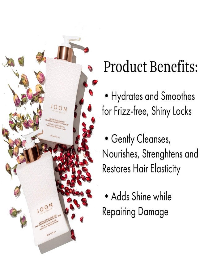 Joon مجموعة جُون المرطبة الثلاثية | 1.1 أونصة من إكسير الشعر بالزعفران، 10.1 أونصة من شامبو وبلسم الزعفران والورد - Image 2