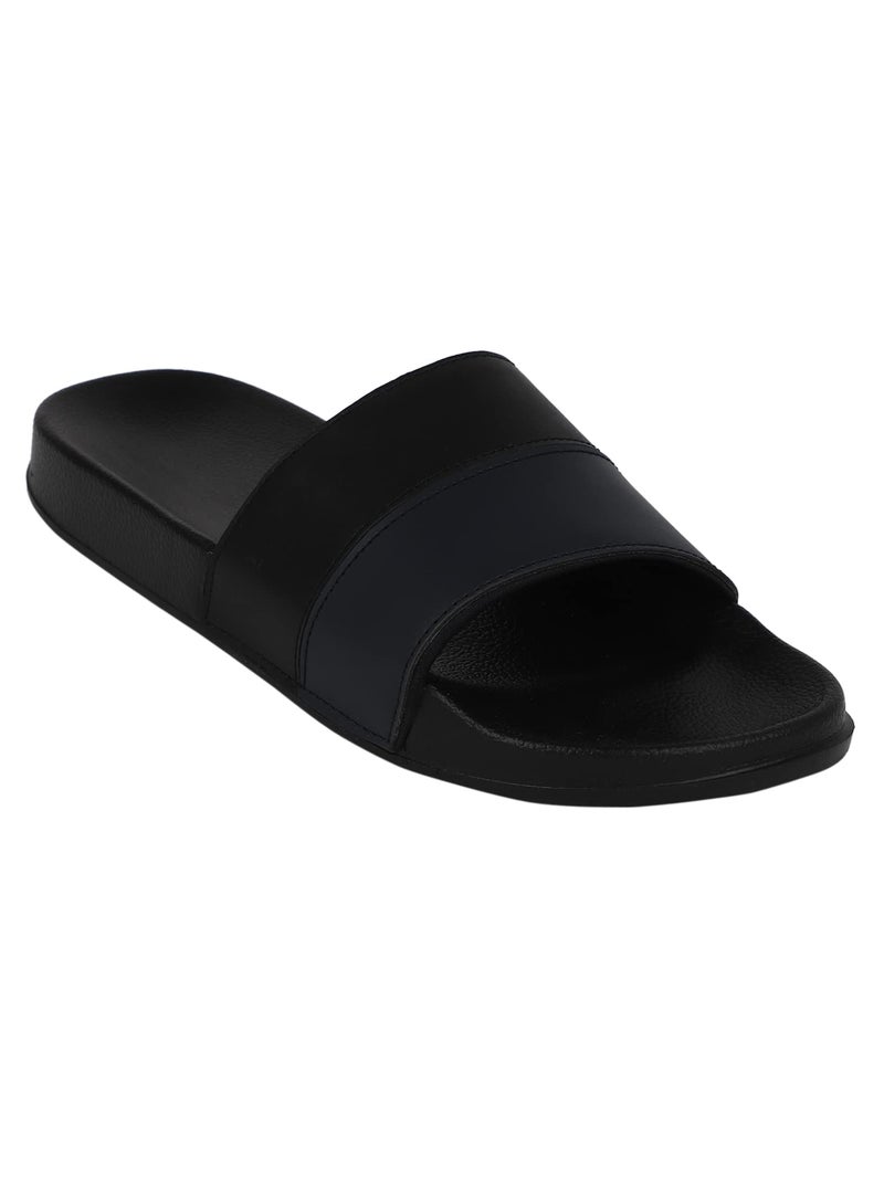 hummel CAMP MEN COLOUR BLOCK SLIDERS Comfortable Cushioned Sole Arch Support Durable Lightweight Flexible Trendy Style Flip flops and Slippers Slides for Men Daily use Chappal - UK 7 Black - Image 2