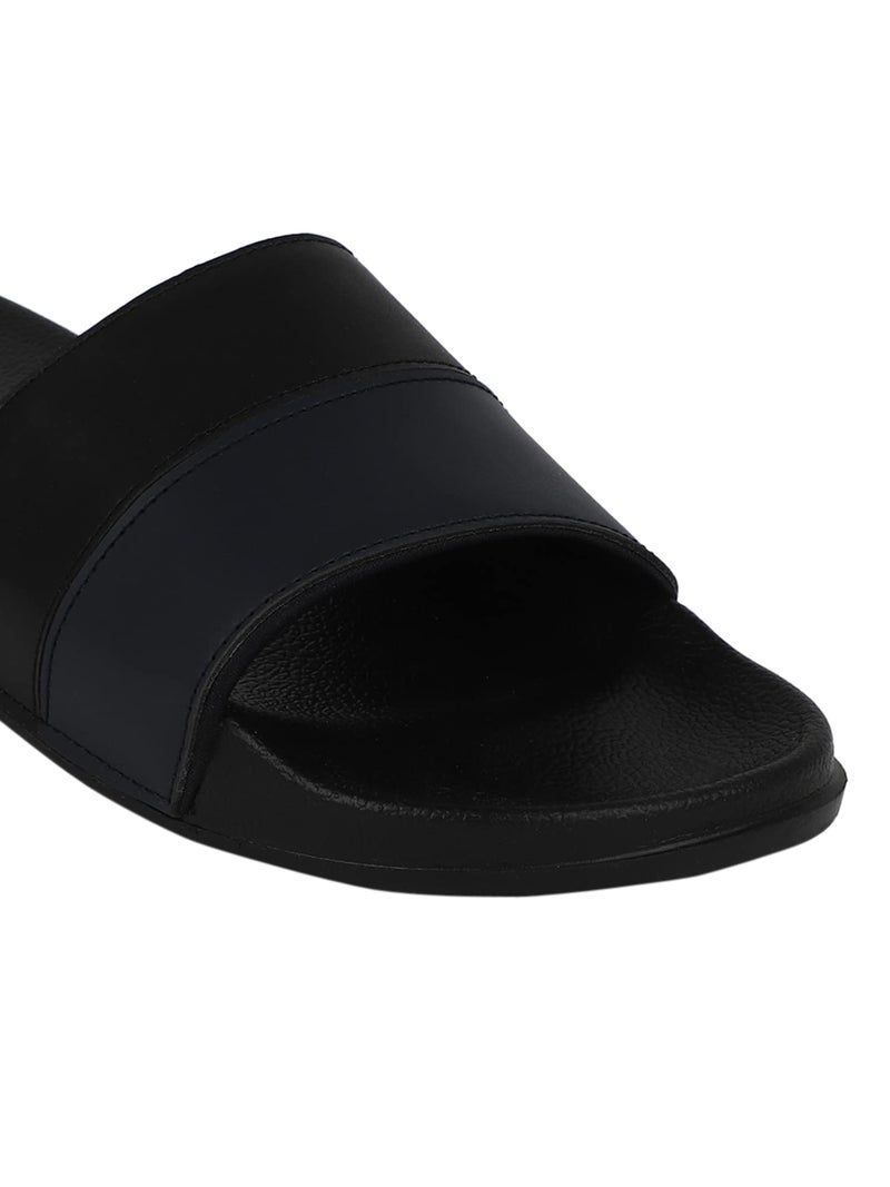 hummel CAMP MEN COLOUR BLOCK SLIDERS Comfortable Cushioned Sole Arch Support Durable Lightweight Flexible Trendy Style Flip flops and Slippers Slides for Men Daily use Chappal - UK 7 Black - Image 5