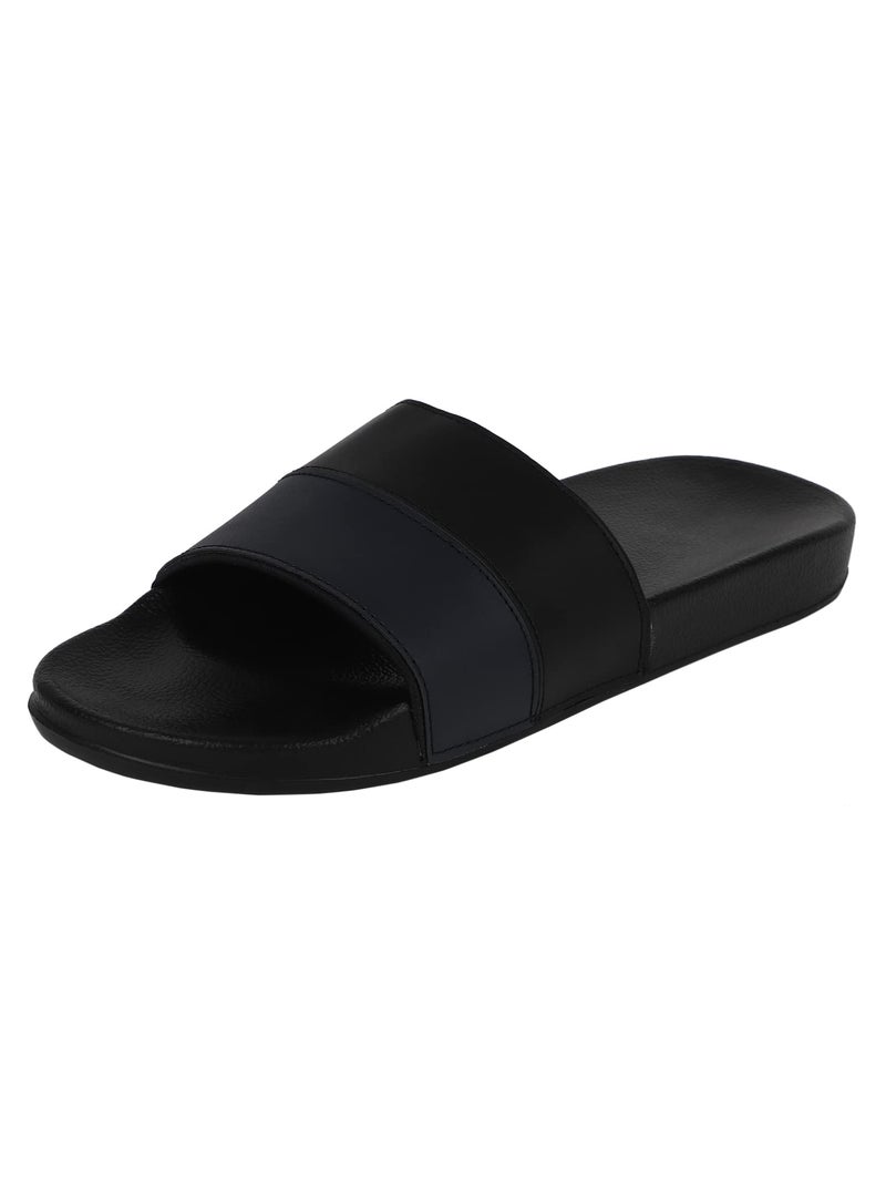 hummel CAMP MEN COLOUR BLOCK SLIDERS Comfortable Cushioned Sole Arch Support Durable Lightweight Flexible Trendy Style Flip flops and Slippers Slides for Men Daily use Chappal - UK 7 Black - Image 4