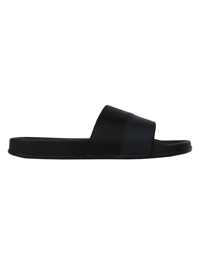hummel CAMP MEN COLOUR BLOCK SLIDERS Comfortable Cushioned Sole Arch Support Durable Lightweight Flexible Trendy Style Flip flops and Slippers Slides for Men Daily use Chappal - UK 7 Black - Image 3