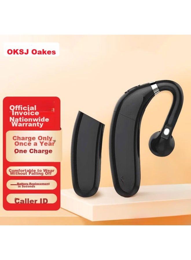 Oksj Ear-hook Bluetooth Headphones, Single Ear, Wireless Non-in, Business Long Battery Life, Standby, Sports Running, Suitable For Xiaomi, Oppo, Apple, Android Phones, Dual Batteries, Black - Image 1