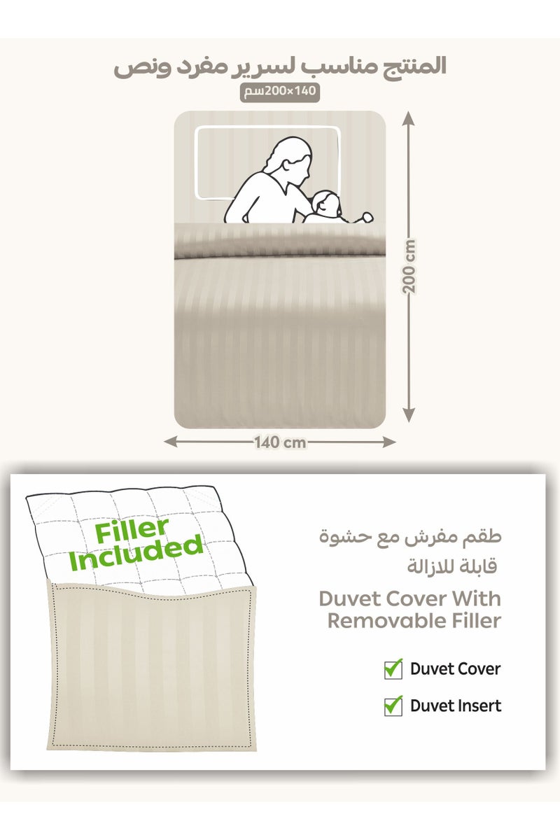 Donetella Striped Comforter Set, Single Size (170x230 cm), 5-Piece Hotel Bedding with 350 GSM Filling – Comforter, Comforter Cover, Fitted Sheet, Pillowshams.  - Image 3