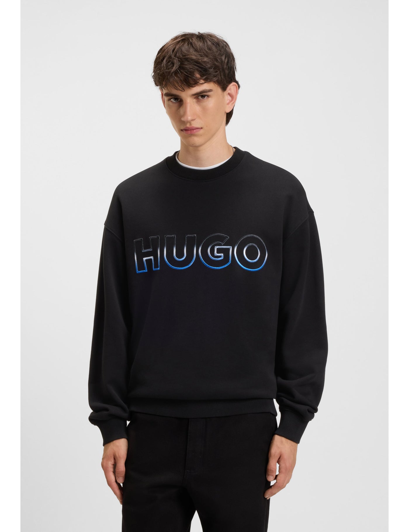 HUGO - Cotton-terry Sweatshirt With Creative Artwork - Black