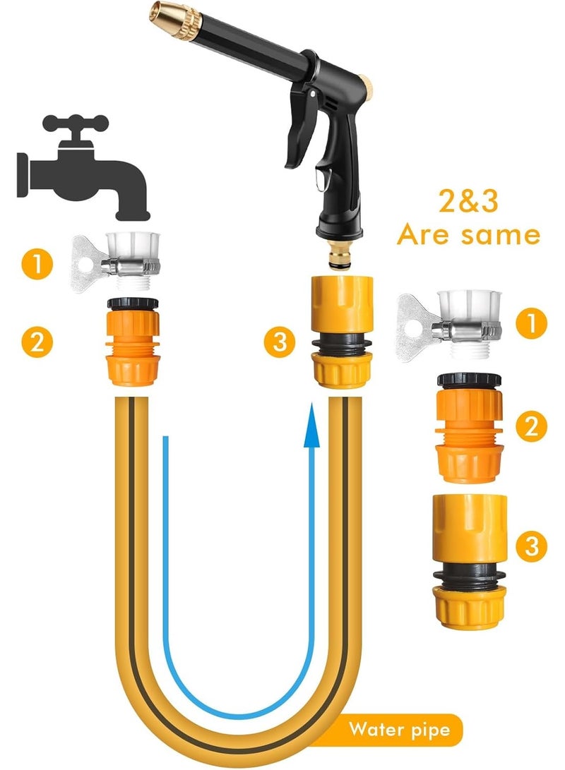 Expandable Garden Water Hose with Multi-Pattern Metal Spray Nozzle, Quick Connect Fittings, Flexible Hose for Watering Plants, Washing Cars, Cleaning Patios, Floors, Fences and Outdoor Use - Image 4