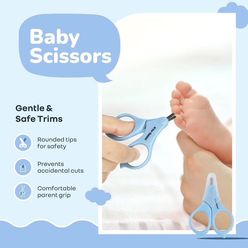 R for Rabbit Stylo Totcare Set Baby Grooming Kit - 4-in-1 Hairbrush, Comb, Scissors & Tweezers for Newborns (Sky Blue) - Image 4