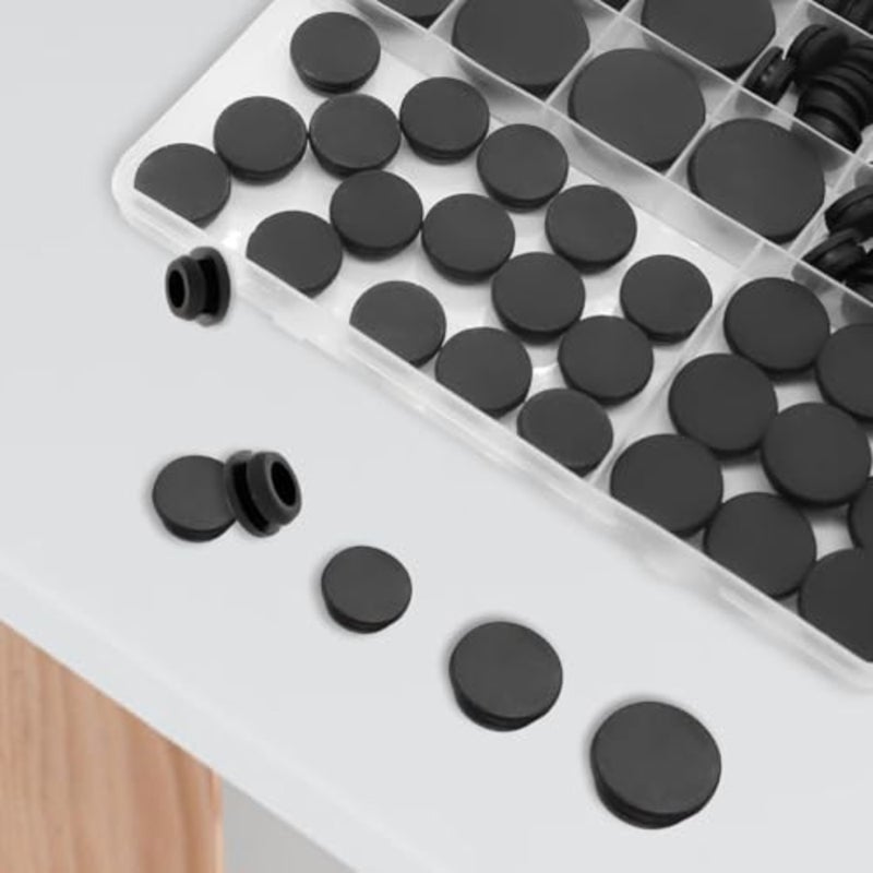 125Pcs Black Rubber Grommet Plug Assortment Kit, Various Sizes Round Hole Silicone Plugs for Car Wiring, Furniture, Toolbox, DIY Projects, Electrical and Mechanical Hole Cover Protection - Image 5