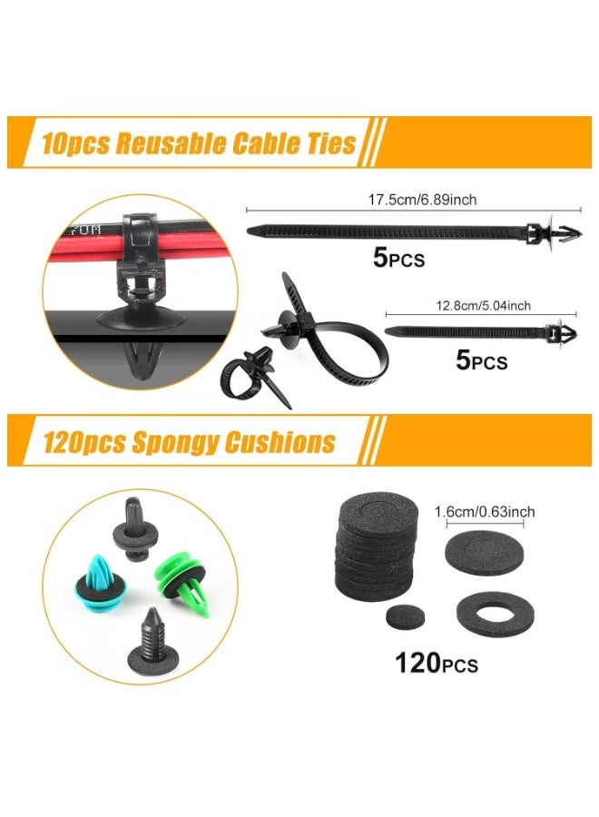 YelaJoy 1240 Pcs Car Retainer Clips & Fasteners Kit – 1105 Clips + 135 Pieces, 32 Universal Sizes Nylon Bumper, Fender Rivets, Door Panel Clips, and Plastic Rivets with 10 Cable Ties and 5 Removal Tools for Toyota, Ford, Honda, Chevy - Image 3