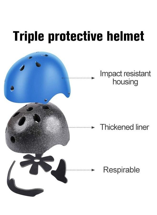Hanayo 7 Pcs Kids Protective Gear Set Kids Helmet Pad Set Adjustable Kids Bike Helmet Toddler Helmets for Girls Boys Safety Protection Gear for Outdoor Sports(Blue) - Image 4