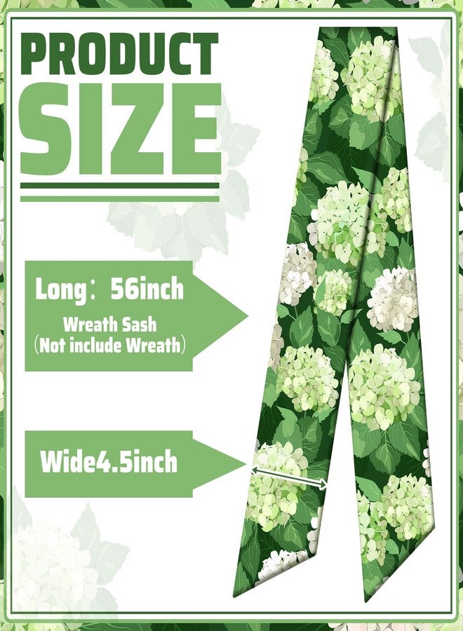 CraftyDream Wreath Sash for Front Door Wreath Satin Sash Blank Sashes Embroidery Monogram Yard Doorway Indoor Outdoor Wall Ribbon Bow Home Decor (White, Green,Hydrangea) - Image 2
