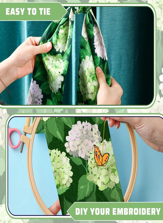 CraftyDream Wreath Sash for Front Door Wreath Satin Sash Blank Sashes Embroidery Monogram Yard Doorway Indoor Outdoor Wall Ribbon Bow Home Decor (White, Green,Hydrangea) - Image 4