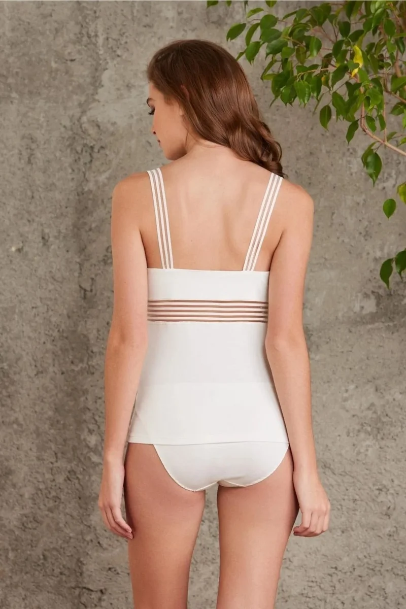 pierre cardin  300 Women's Ecru Combed Cotton Camisole Undershirt Panties Underwear Set for Women | Best Price UAE