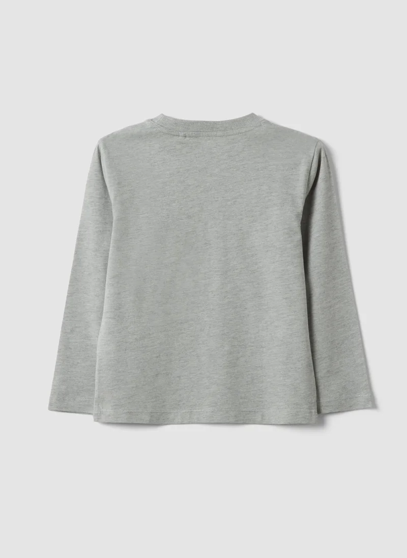 Ovs OVS Grey Cotton-Viscose Blend T-Shirt With College Print For Boys