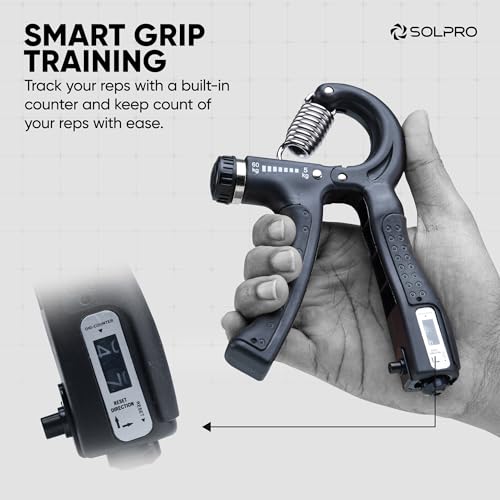 Solpro Velgrip Adjustable Hand Grip Strengthener with Mechanical Counter for Men & Women | Adjustable 5 to 60 kg Resistance | Forearm, Wrist & Finger Strengthener | Home, Gym & Rehab Workouts (Black) - Image 3
