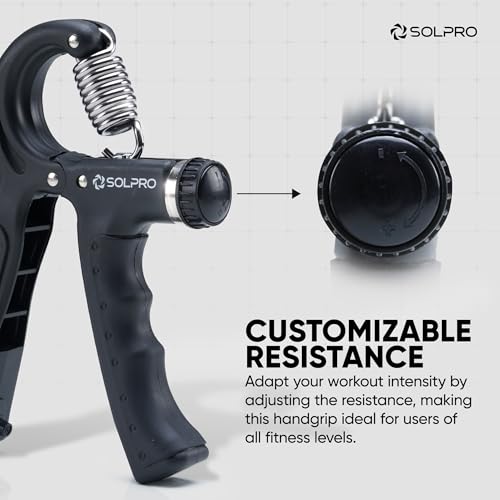 Solpro Velgrip Adjustable Hand Grip Strengthener with Mechanical Counter for Men & Women | Adjustable 5 to 60 kg Resistance | Forearm, Wrist & Finger Strengthener | Home, Gym & Rehab Workouts (Black) - Image 2
