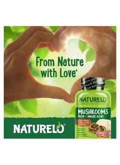 NATURELO Mushroom Brain, Immune Blend Lion's Mane Turkey Tail, Reishi Formulated To Help Support Immune And Brain Health- 90 Vegetarian Capsule  - Image 5