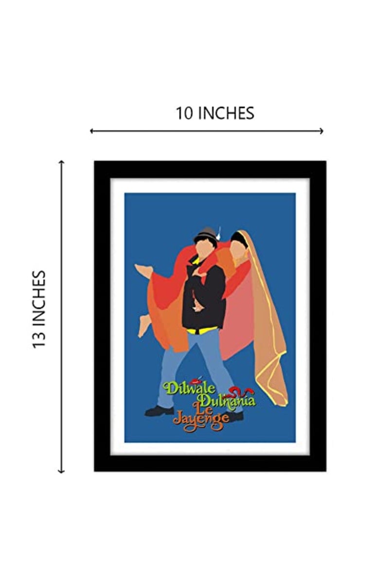GRAY WALL ALAYRA Bollywood Movies DDLJ Movie Framed Poster multicolour Print 10inch x 13inch For Room Office - Image 3