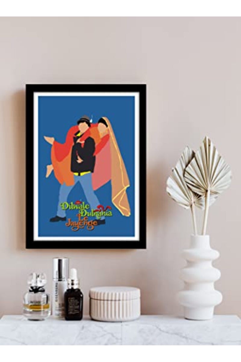 GRAY WALL ALAYRA Bollywood Movies DDLJ Movie Framed Poster multicolour Print 10inch x 13inch For Room Office - Image 2