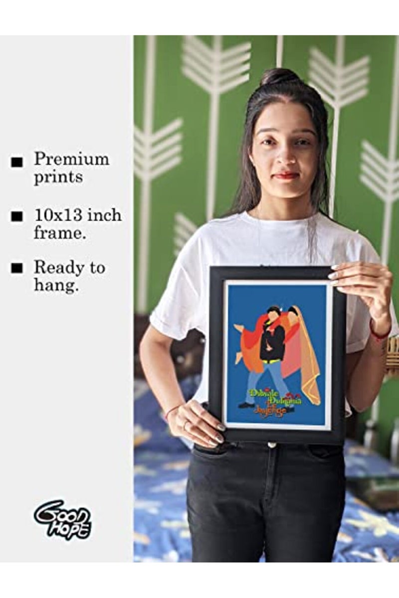 GRAY WALL ALAYRA Bollywood Movies DDLJ Movie Framed Poster multicolour Print 10inch x 13inch For Room Office - Image 5