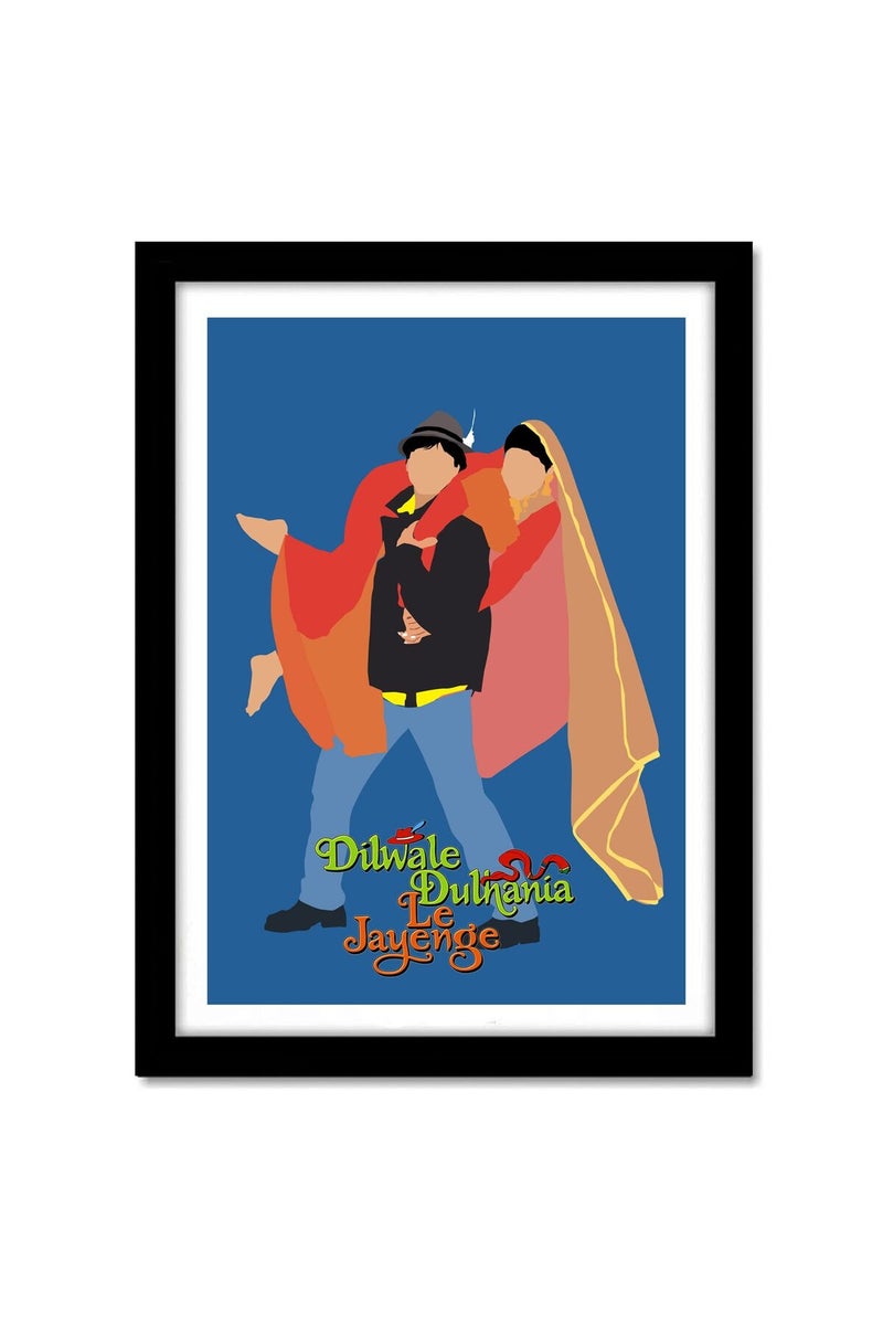 GRAY WALL ALAYRA Bollywood Movies DDLJ Movie Framed Poster multicolour Print 10inch x 13inch For Room Office - Image 1