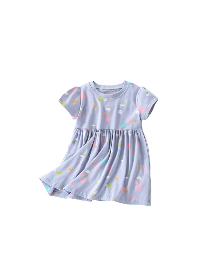 Malwee Girls' Dress Summer New European And American Children's Casual Round Neck Short Sleeve Children's Princess Dress - Image 5