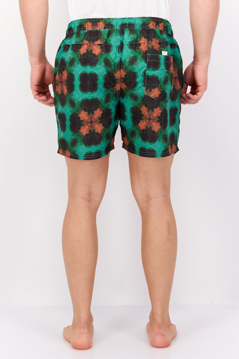 Paperbacks Men Abstract Print Drawstring Board Shorts, Green - Image 3