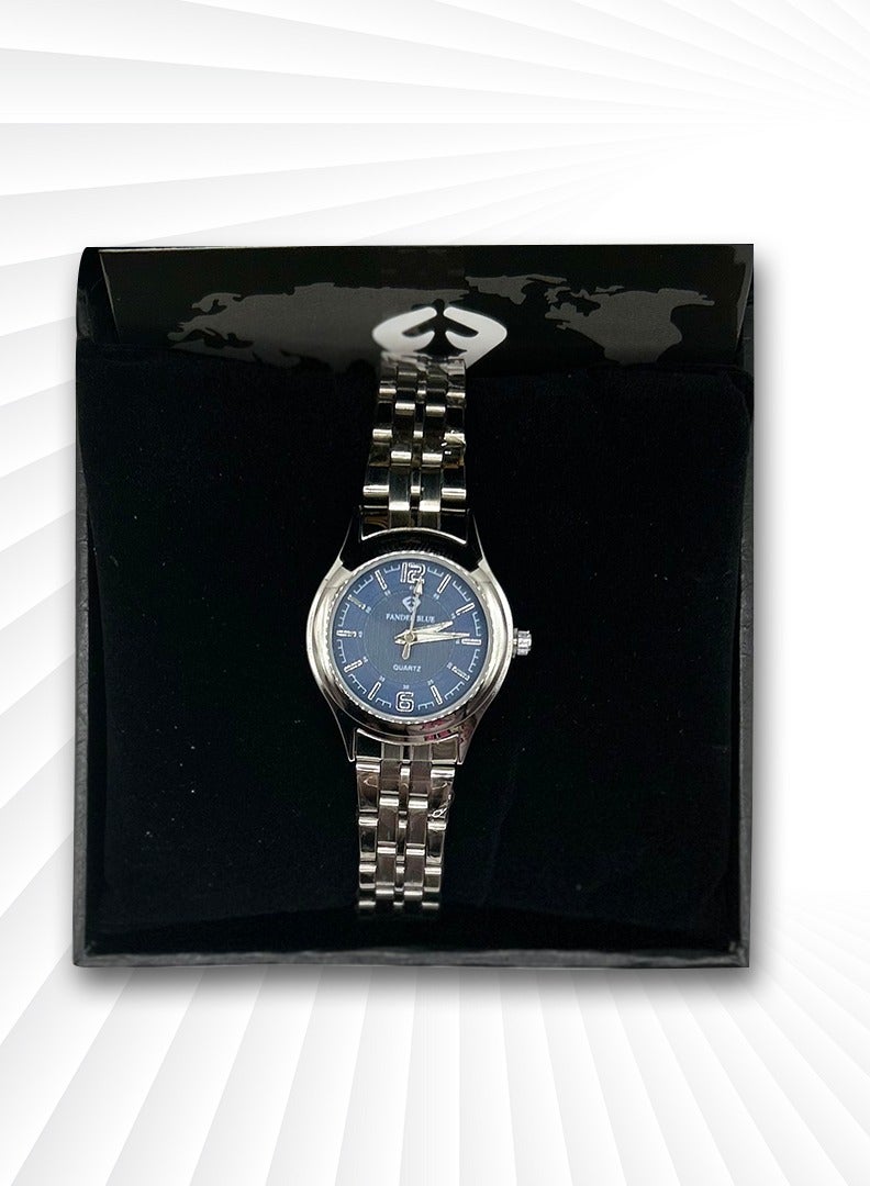 فاندر بلو ساعة نسائية فاخرة سوار معدني فضي - Image 5