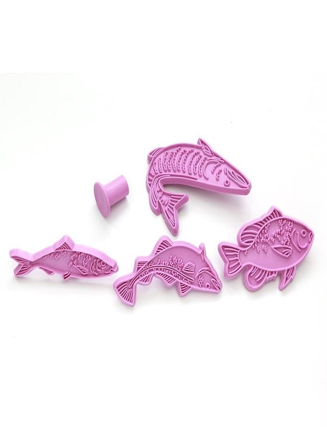 Anyana 4pcs set Fish Plastic Cookie impression Cutter Cake decorating fondant Mold Tool Sugar Paste Baking Mould stamps Pastry - Image 1