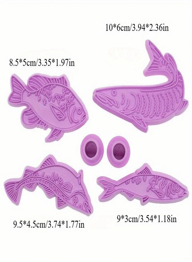 Anyana 4pcs set Fish Plastic Cookie impression Cutter Cake decorating fondant Mold Tool Sugar Paste Baking Mould stamps Pastry - Image 2
