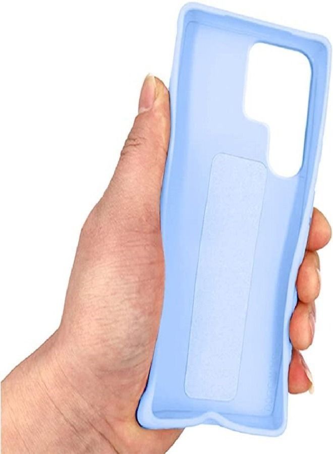 Samsung Galaxy S22 Ultra - غطاء سيليكون جديد بمقبض إصبع 2 في 1 وحامل هاتف - أزرق - Image 4