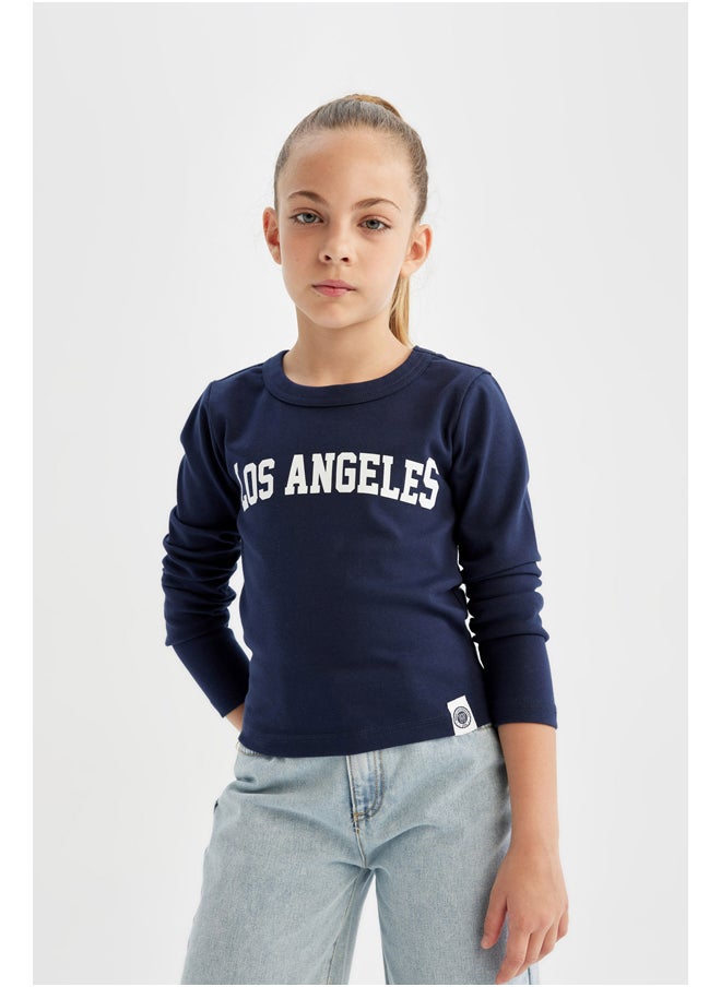 DeFacto Girl Knitted Regular Fit Crew Neck Long Sleeve T-Shirt  - Image 1