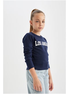 DeFacto Girl Knitted Regular Fit Crew Neck Long Sleeve T-Shirt  - Image 4
