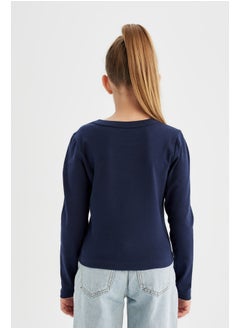 DeFacto Girl Knitted Regular Fit Crew Neck Long Sleeve T-Shirt  - Image 5