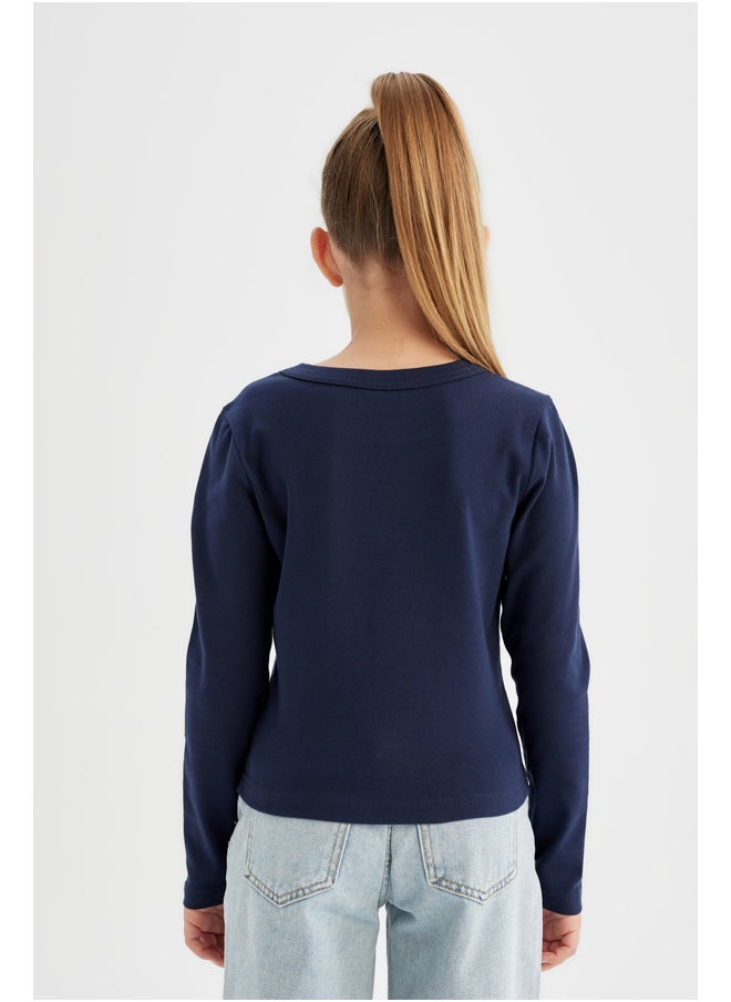 DeFacto Girl Knitted Regular Fit Crew Neck Long Sleeve T-Shirt  - Image 5