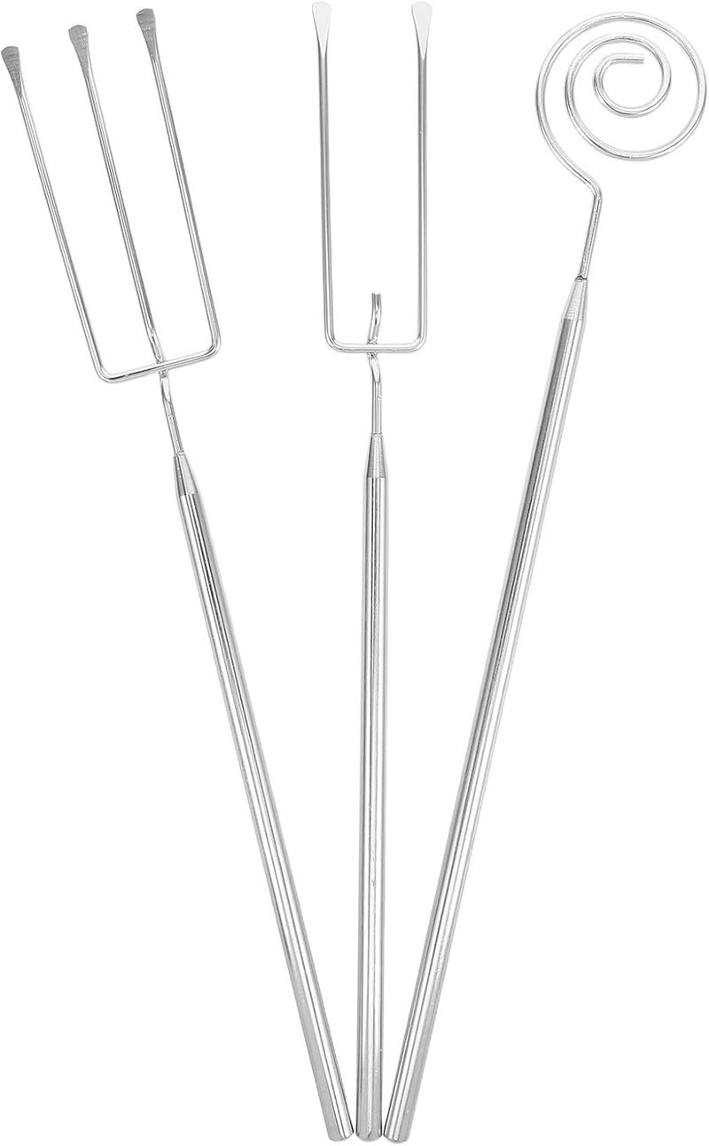 3pcs Stainless Steel Fondue Fork Set with 2-tine, 3-tine, and Spiral Dipping Forks for Chocolate, Cheese, and Appetizers, Kitchen and Home Baking Tools - Image 1