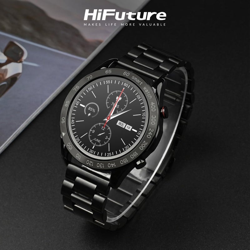 HiFuture FutureGo PRO Stainless Steel Smartwatch – Black | 1.32" FHD Display, 20-Day Battery, 3ATM Water-Resistant, Heart Rate & SpO₂ Monitoring, 24 Sports Modes, Sleep Tracking - Image 2
