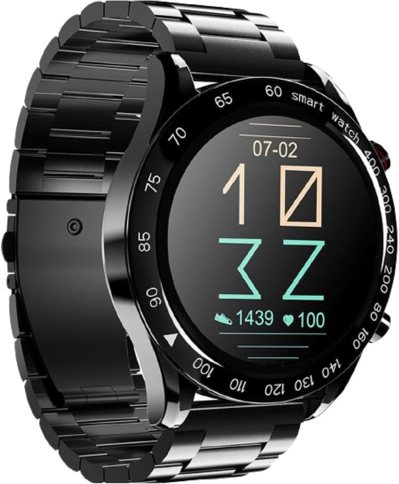 HiFuture FutureGo PRO Stainless Steel Smartwatch – Black | 1.32" FHD Display, 20-Day Battery, 3ATM Water-Resistant, Heart Rate & SpO₂ Monitoring, 24 Sports Modes, Sleep Tracking - Image 1