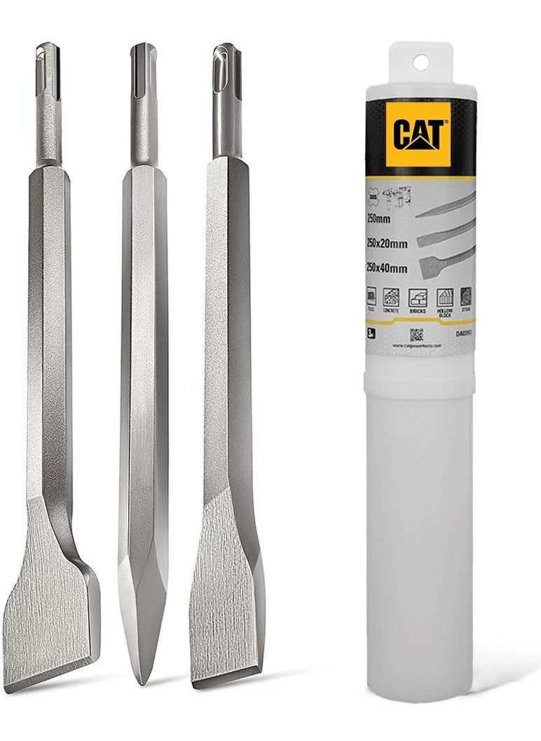 CAT Cat DA03903 Sds Plus 3 Piece Professional Chisel/Chisel Hammer Bit Set  - Image 2