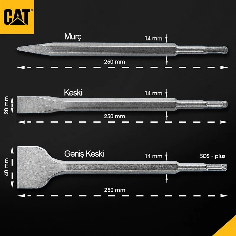 CAT Cat DA03903 Sds Plus 3 Piece Professional Chisel/Chisel Hammer Bit Set