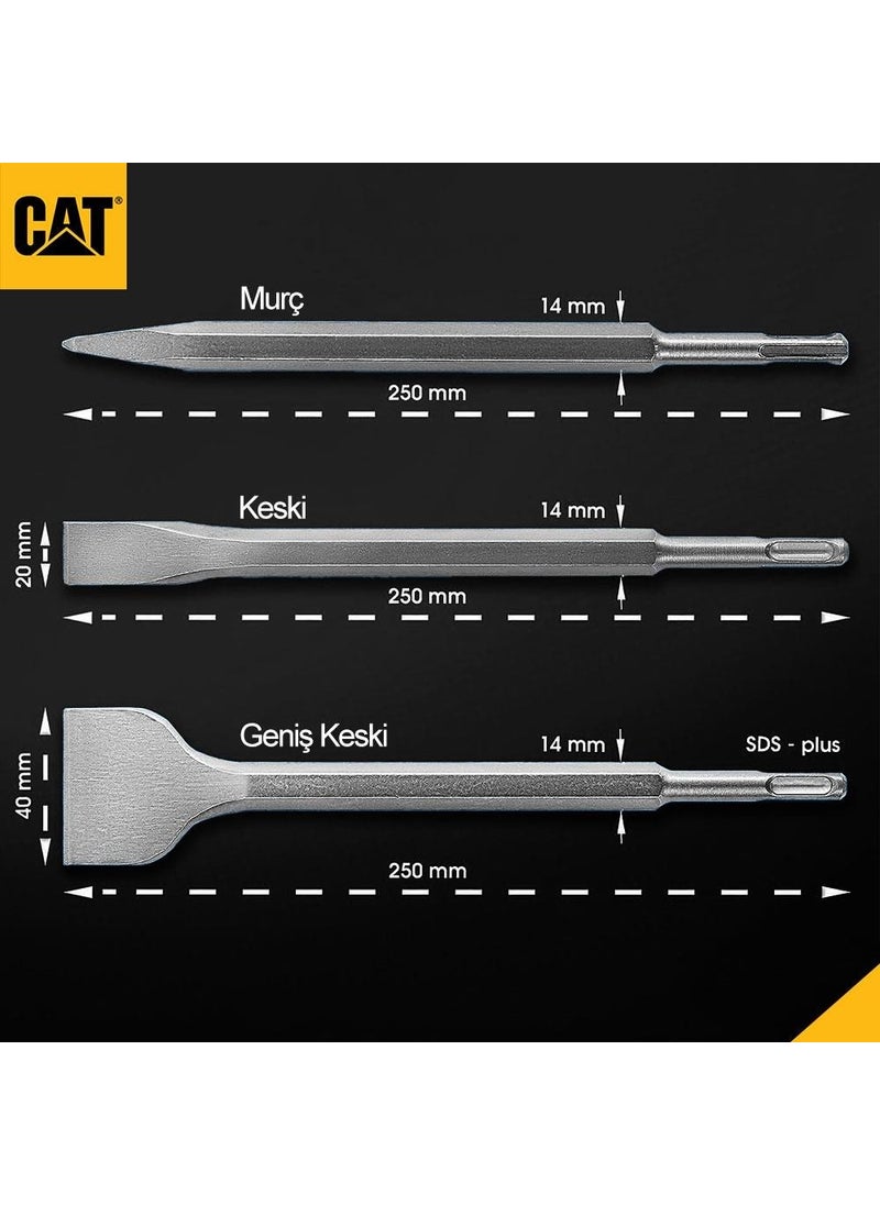 CAT Cat DA03903 Sds Plus 3 Piece Professional Chisel/Chisel Hammer Bit Set  - Image 3
