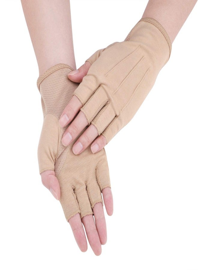 Ylucky Lightweight Summer Fingerless Gloves Men Women UV Sun Protection Driving Cotton Gloves Nonslip Touchscreen Mittens - Image 1