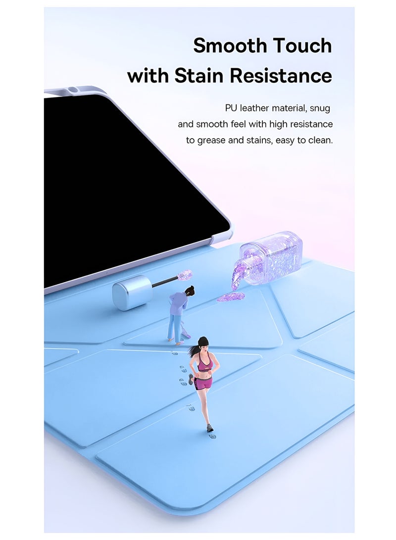 Wtech Apple iPad mini 5G (8.3 inch) (A17 Pro) 7th Generation 2024 Symmetry 360 Smart Folio Series Auto Awake/Auto Sleep Leather Texture and Transparent Back with Pen Holder Case Cover - Sky Blue - Image 5