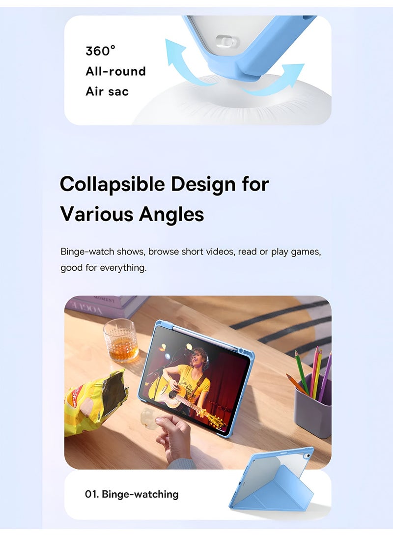 Wtech Apple iPad mini 5G (8.3 inch) (A17 Pro) 7th Generation 2024 Symmetry 360 Smart Folio Series Auto Awake/Auto Sleep Leather Texture and Transparent Back with Pen Holder Case Cover - Sky Blue - Image 3