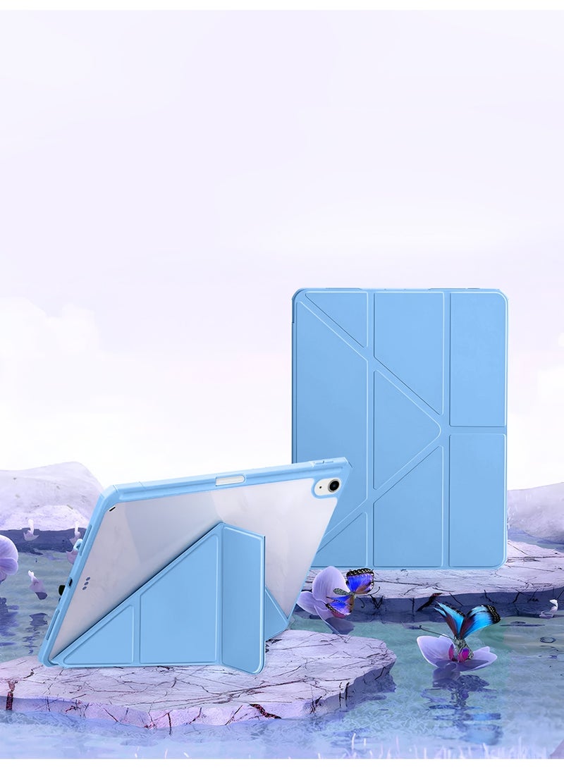 Wtech Apple iPad mini 5G (8.3 inch) (A17 Pro) 7th Generation 2024 Symmetry 360 Smart Folio Series Auto Awake/Auto Sleep Leather Texture and Transparent Back with Pen Holder Case Cover - Sky Blue - Image 1