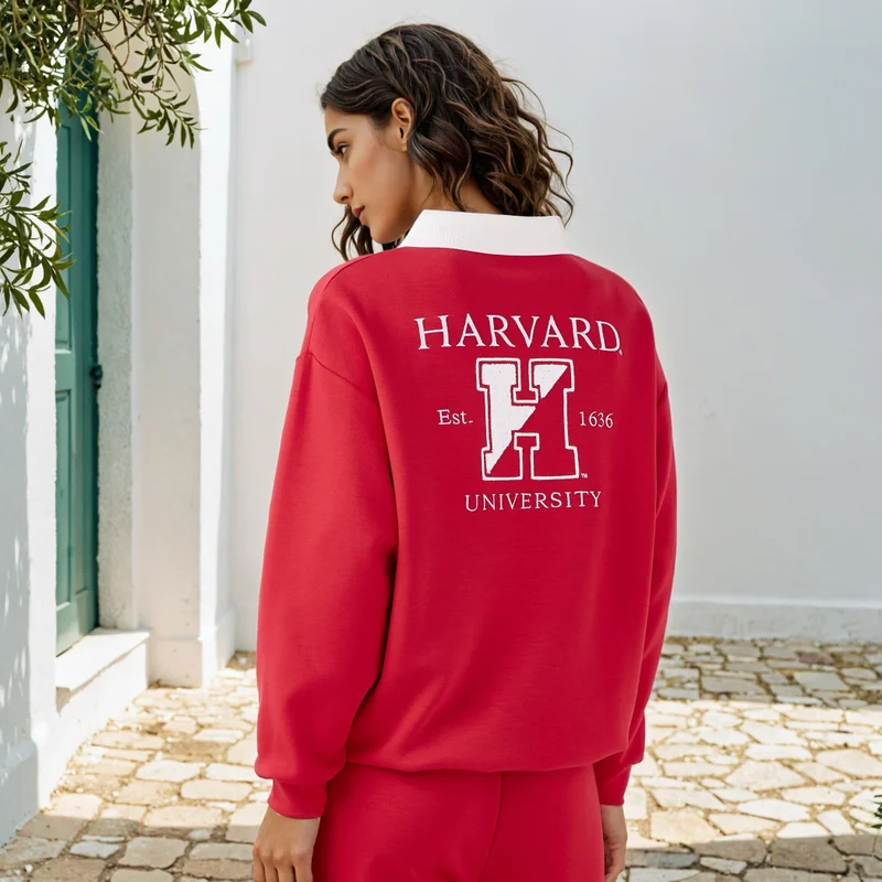 SP Characters Harvard Print Sweatshirt with Contrast Collar